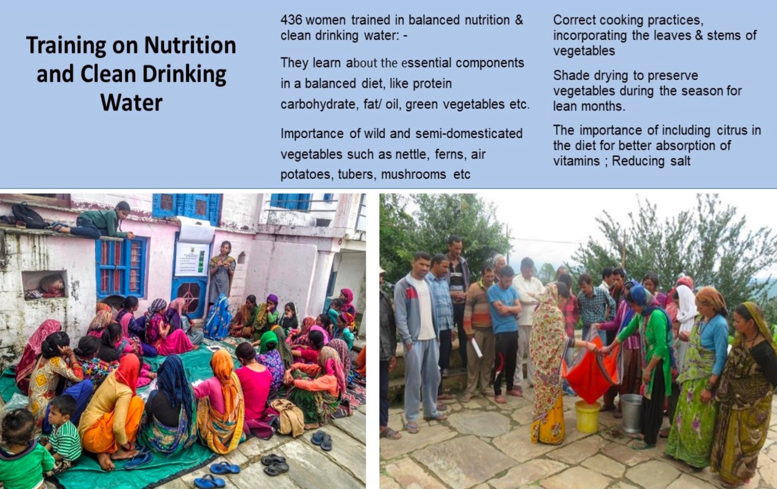 Training on nutrition and clean drinking water
